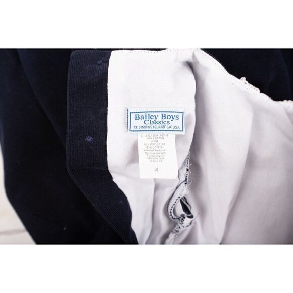 Bailey Boys Classics Girls Corduroy Dress Sz 4 Navy Blue White Lace - Picture 5 of 5